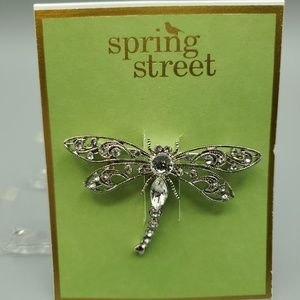 Spring Street Silver & Crystal Dragonfly Brooch